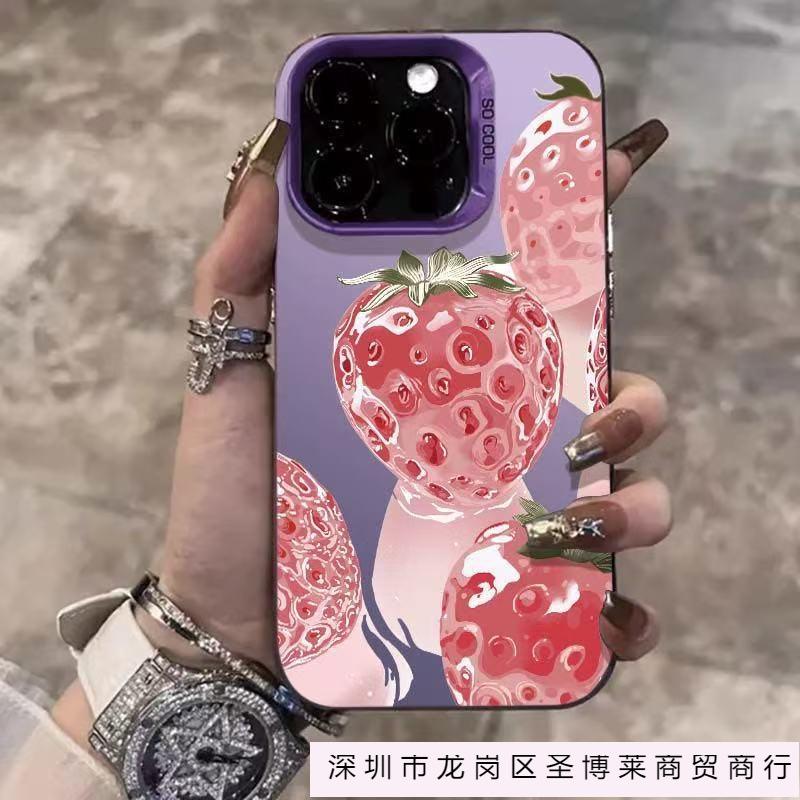 The new crystal strawberry is suitable for iphone16 mobile phone case Apple 15promax/1413pro/12/11.