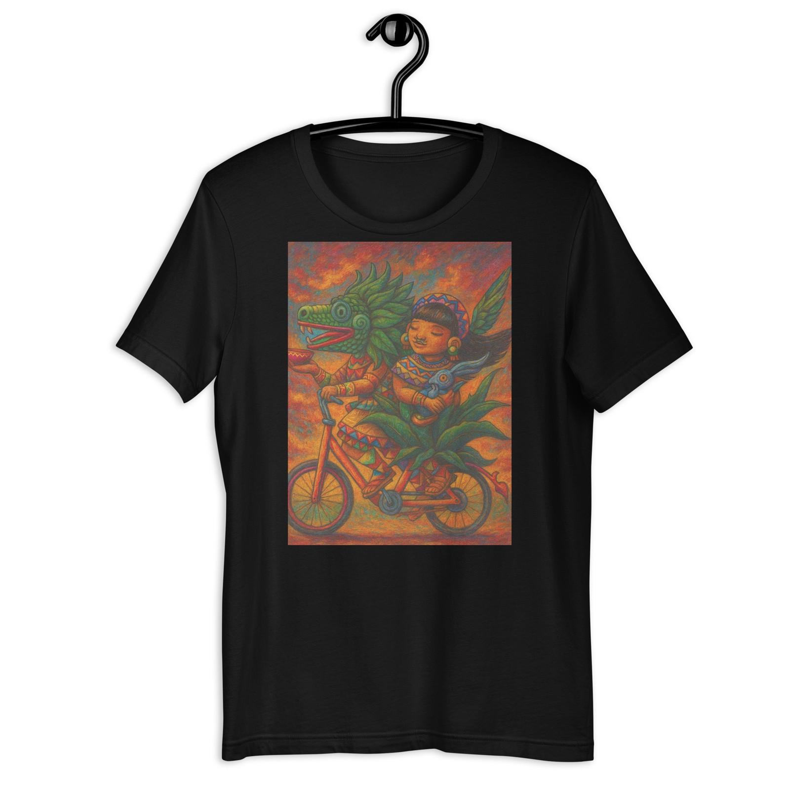 Quetzalcoatl Little Girl Bicycle T-Shirt Cute Aztec Mexican Art Tee S разноцветный