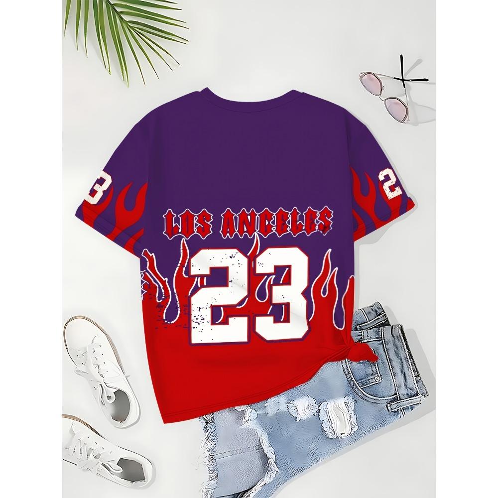 Alphanumeric Printed Short-sleeved T-shirt Sports Summer Women's Casual Round Neck Top