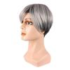 Synthetic Dark Root Ombre Grey Hair Wig for Men Cosplay Costume Anime Natural Ash Blonde Wigs Short Wave Old Man Wig with Bangs
