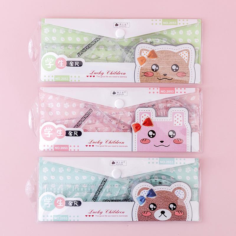 Simple Transparent Four Piece Ruler Set For Student Learning Stationery Supplies