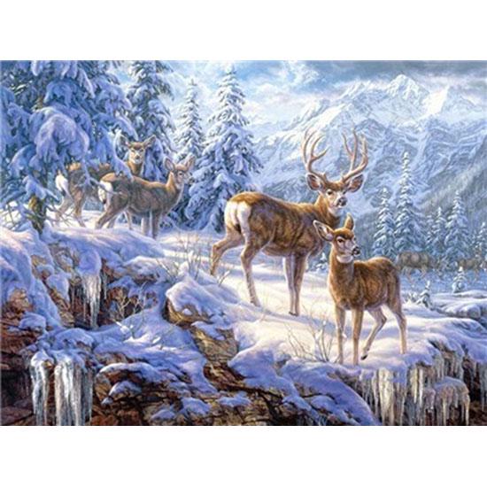 Huacan Full Square Diamond Painting Landscape Diamond Embroidery Snow Scene Picture Rhinestone Mosaic Painting