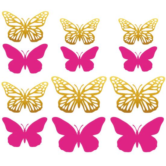 

12 шт./компл. наклейки на стену двухслойные съемные бумажные художественные настенные блестящие бабочки A розы красного