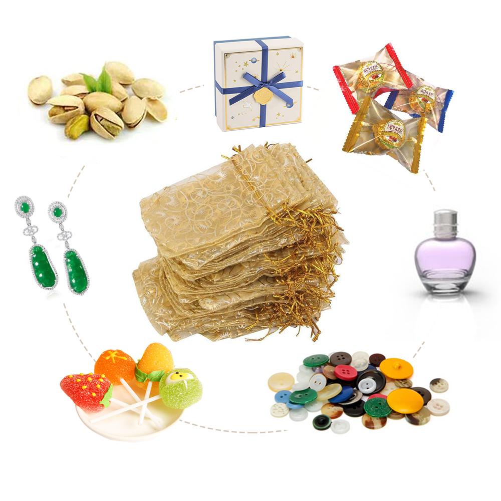 100PCS Bolsas de Organza Bolsas para Joyas Bolsas de Malla Pequeñas con Cordón Bolsas de Regalo Tarjetas para Collares Bolsas de Regalo Bolsas de Favor para Fiesta de Boda Bolsas de Muestra para Dulces