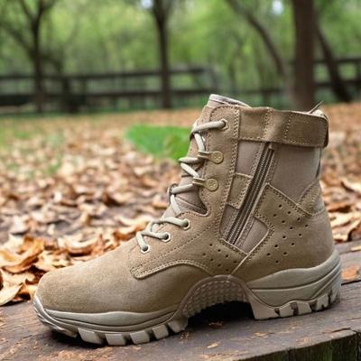 Outdoor New Middle Help New Brown Combat Training Boots Ultra-light Puncture Waterproof Training Cowhide Boots Ultra-light Desert Boots