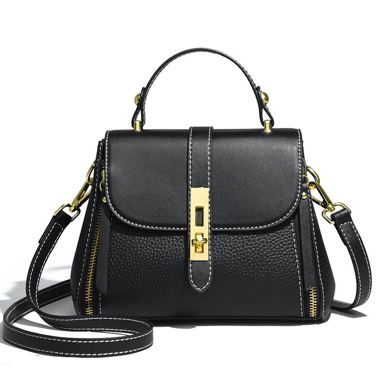 High-end leather women's bags, new trendy fashion live broadcast shoulder messenger bag, first-layer cowhide handbag