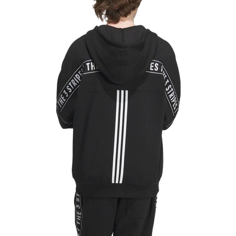 adidas Sweatshirts Unisex Black Hooded Moderate Cardigan IK7357