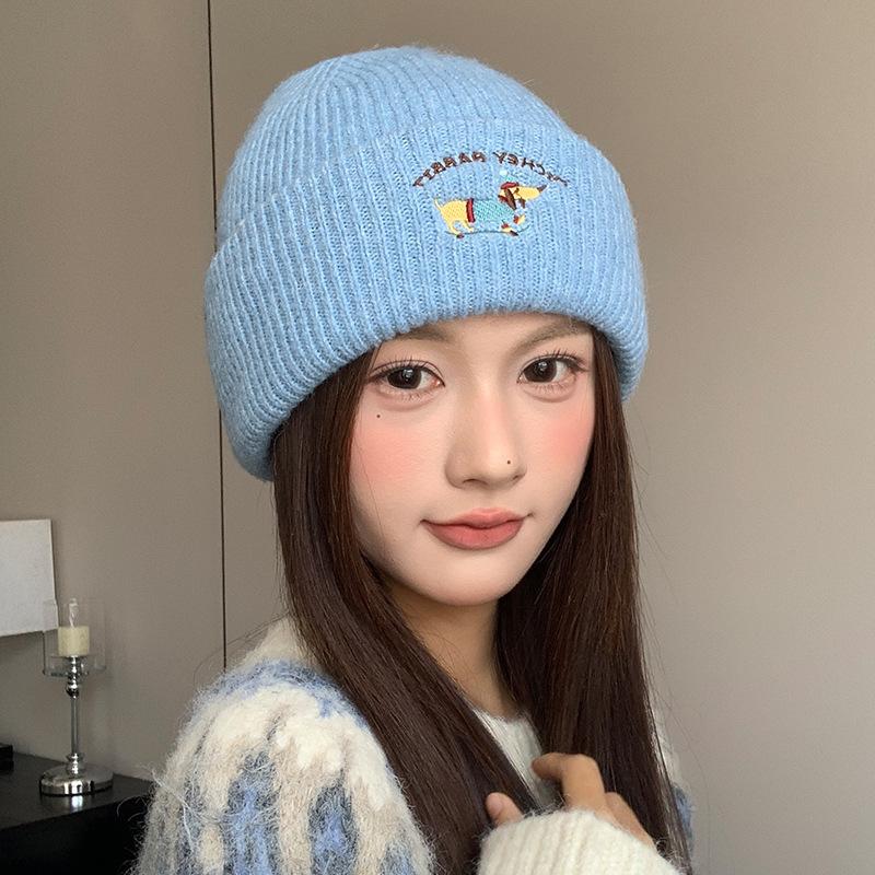 

Вязаная шерстяная шапка для женщин на осень и зиму, теплая и приятная к лицу, маленькая шапка-пуловер, уличная универсальная защита ушей, теплая шапка 54-62cm