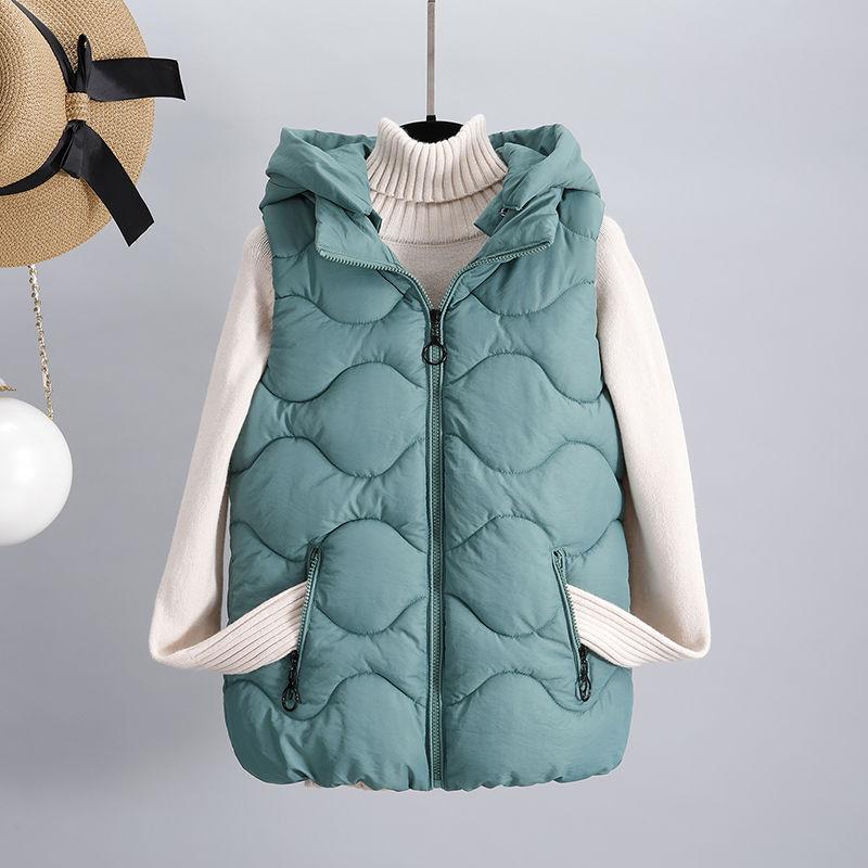 

Осенне-зимняя модная хлопковая куртка, свободный повседневный приталенный жилет без рукавов со съемной крышкой, хлопковая женская куртка, жилет, верхняя одежда L