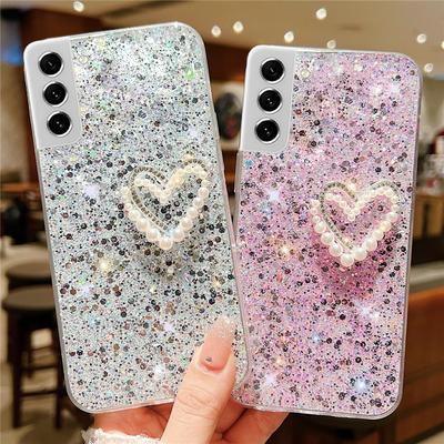 Husă cu paiete, cu sclipici, strălucitoare, 3D, perlă, dragoste, inimă, pentru Samsung S24 Ultra S23 S22 S21 S20 FE Plus Note 20 10 Lite Husă din silicon