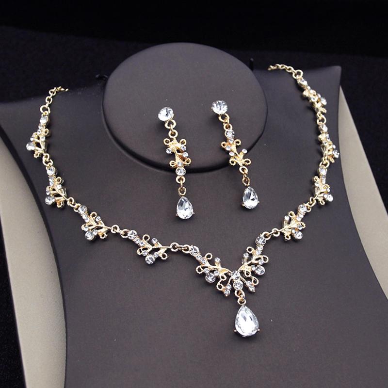 Luxury Princess Bridal Jewelry Sets for Girls Tiaras Crown Dangle Earrings Choker Necklace Wedding Jewelry Set