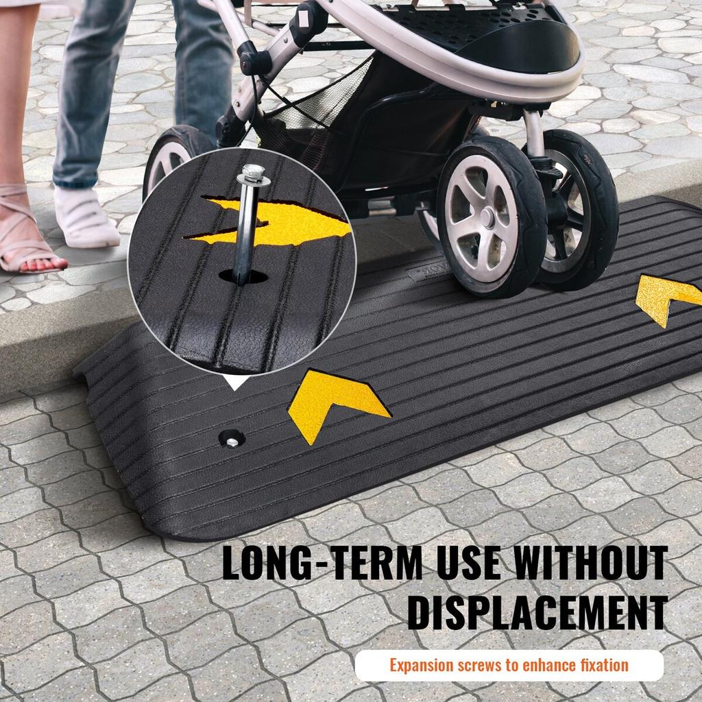 Upgraded Rubber Threshold Ramp, 1.5" Rise Wheelchair Ramp Doorway, Natural Curb Ramp Rated 33069 lbs Load Capacity, Non-Slip Textured Surface Rubber