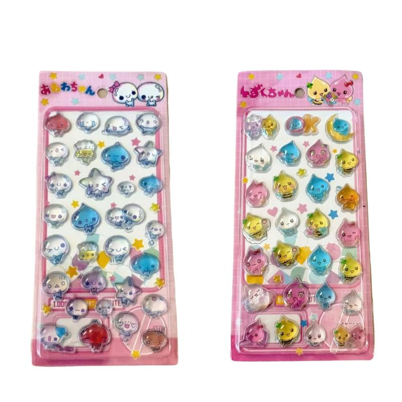 New Cartoon Water Droplet Stickers 3D Relief Sticker Scrapbooking DIY Diary Decoration Journaling Waterproof Stationery Sticker