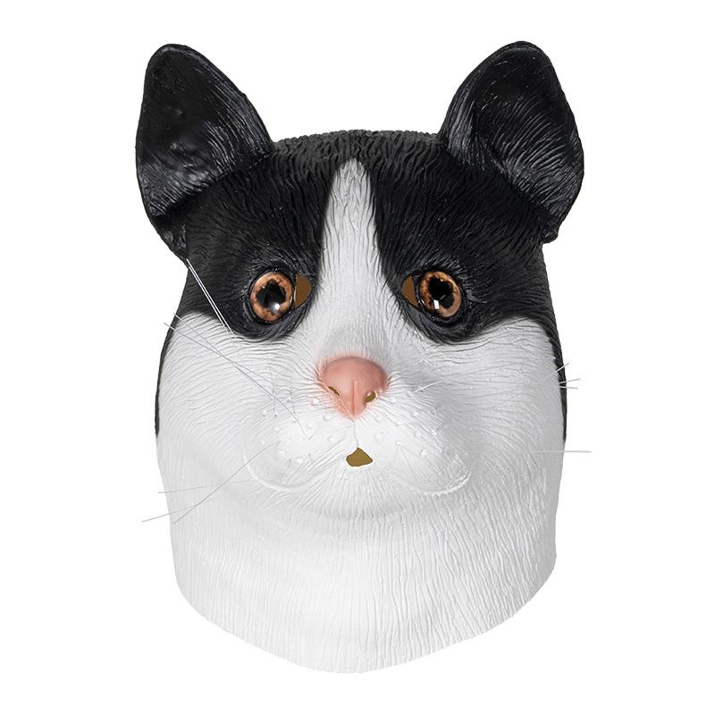 

White cat latex headgear, party mask One size fits all adults белый