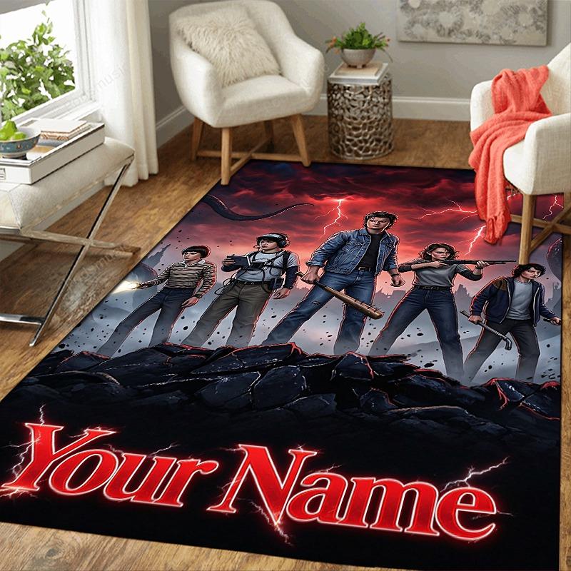 Custom 1Pc Custom Name Action Hero Squad Flannel Personalized Rug Non Slip Floor Mat Soft Carpet for Living Bedroom Office Home Decor Gift