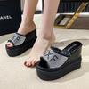 Fashion House Slippers Platform High-Heeled Shoes Lady Luxury Slides Increased Internal On A Wedge Peep Toe Designer Fashion Sexy Super