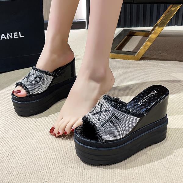 Fashion House Slippers Platform High-Heeled Shoes Lady Luxury Slides Increased Internal On A Wedge Peep Toe Designer Fashion Sexy Super