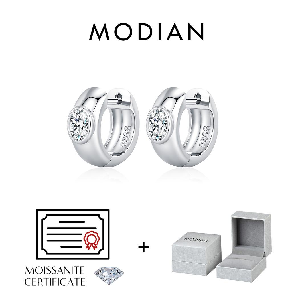 MODIAN Oval Moissanite Lab Diamond Ear Buckle 925 Sliver Exquisite Sparkling Hoop Earrings For Women Fine Jewelry
