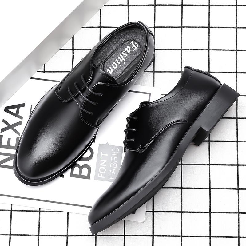 Leather shoes men's business dress high-end sense pointed head inner height increase casual shoes British groom wedding leather soft leather suit