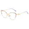 Cat Eye Metal Frame Anti Blue Light Glasses Type Non Prescription Protective Goggles Decorative Flat Glasses