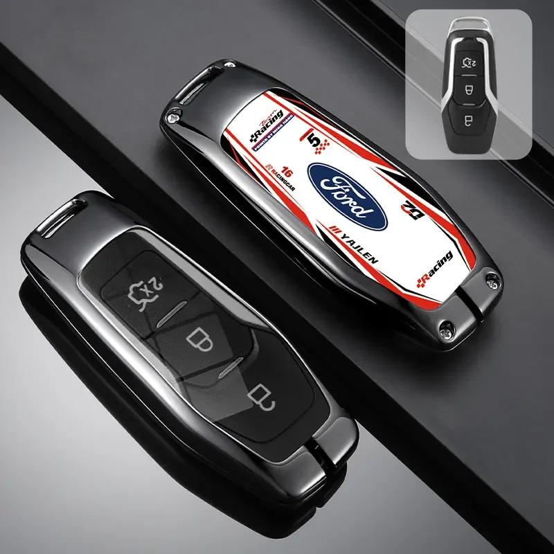 

Car Sticker 2025 Hot New Car Key Case Cover Shell Racing Style Design Accessories For Ford Fusion Mondeo Mustang F-150 Explorer