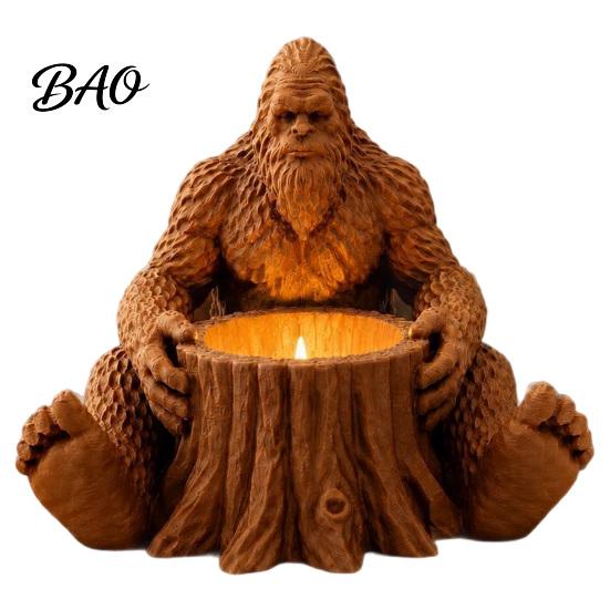 Thoughtful Housewarming Gift Giant Forest Creature Statue Candle Holder, Sitting Tree Stump Tealight Candlestick, Whimsical Cabin Accessories