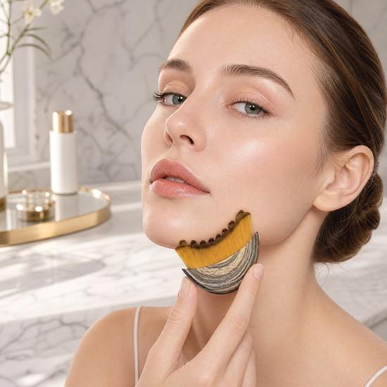 Lymphatic Contour Face Brush, Lymphatic Drainage Brush for Skin Sculpting Lifting, Ergonomic Massager Scrubber for Face, Chin, Neck