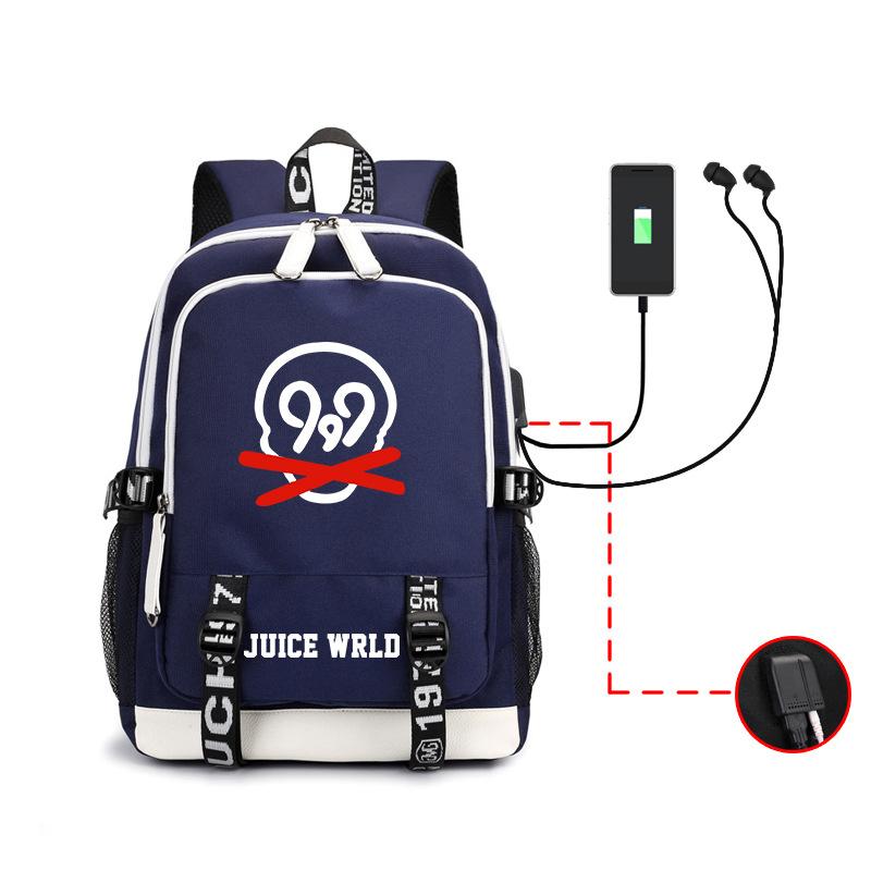 

Uice Wrld Printed Backpack Schoolbag Backpack Charging Earphone Hole Multi-Function