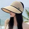 Summer Large Brim Ponytail-Friendly Straw Sun Hat with Face-Slimming Sun Protection