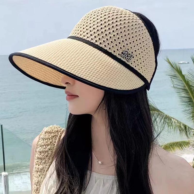 Summer Large Brim Ponytail-Friendly Straw Sun Hat with Face-Slimming Sun Protection