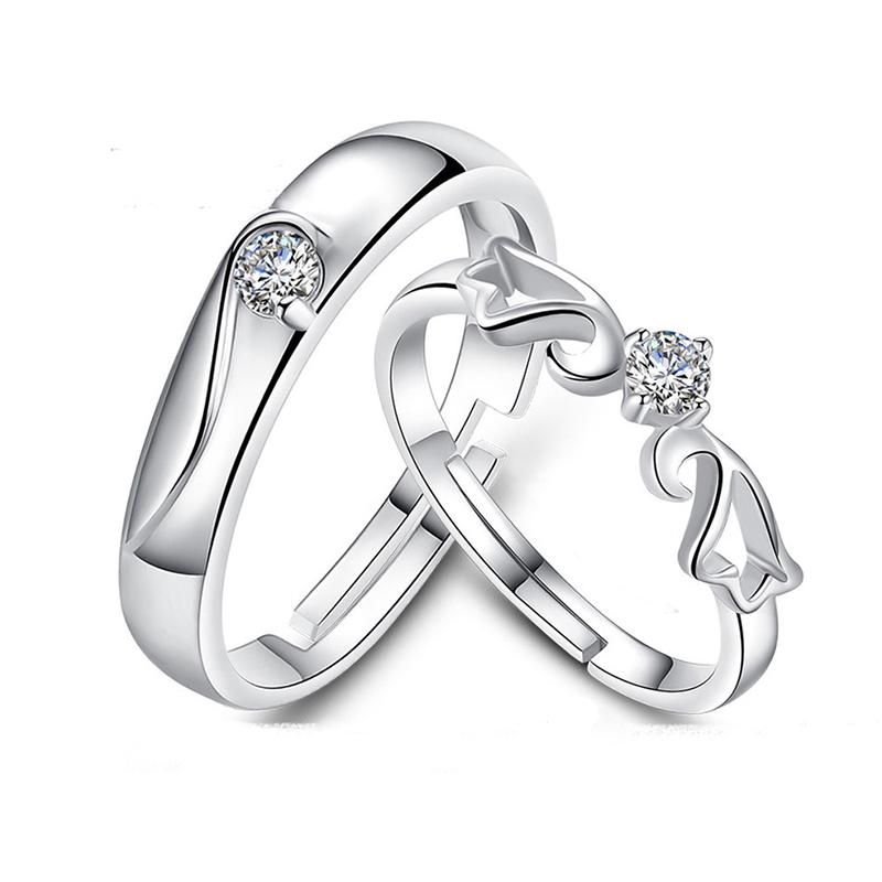 Classic Couple Rings For Men Women CZ Stone Trendy Wedding Lovers' Ring Jewelry Romantic Valentine's Day Present Ring Accessory