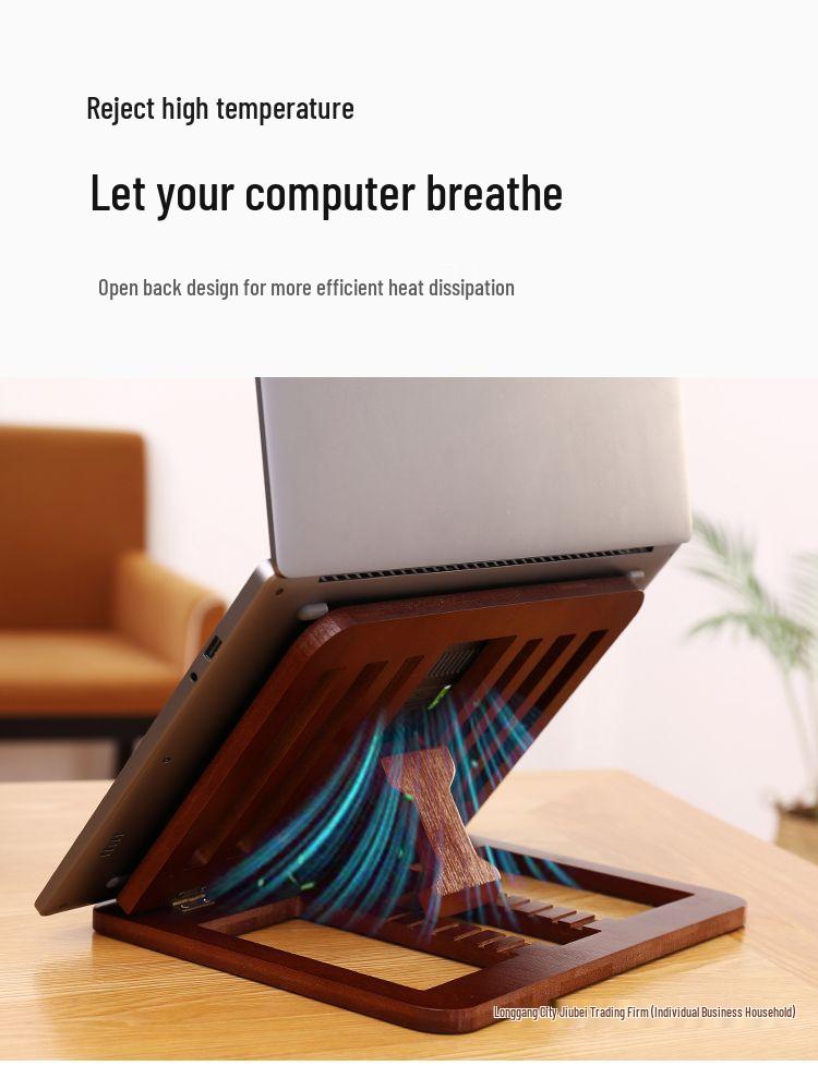 2025 Portable Solid Wood Folding Laptop & Tablet Stand with Cooling Riser