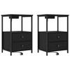 Nightstand Set of 2 Black Oak Effect 40 X 31 X 60 Cm