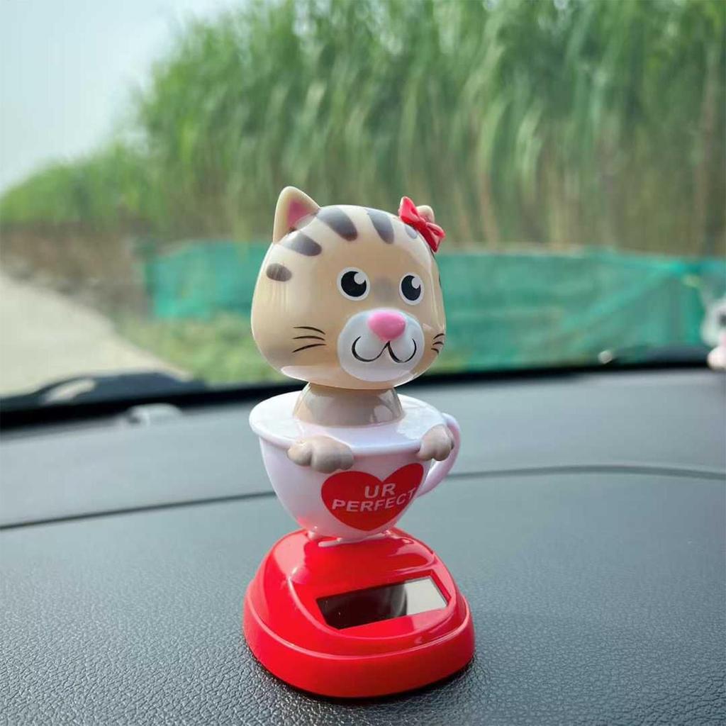 Car Dash Decorations Solar Powered Cute Figurines Car Dashboard Figurines Kitten Decorations For Automotive Interior Sedan Truck