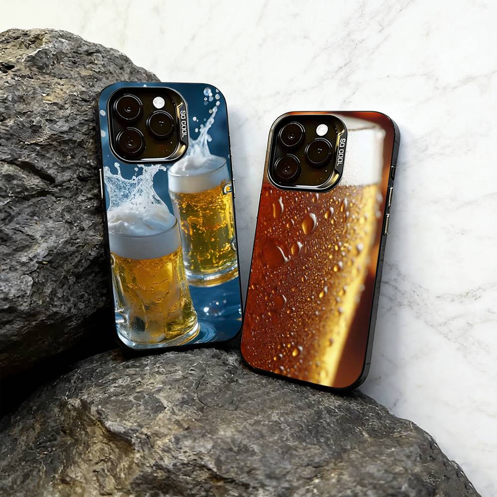 beer Phone Case For iPhone 17,16,15,14,13,12,11 Plus,Pro Max,XS,Colored Silver Plated Inside Cover