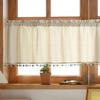 Short Curtain With Colorful Tassels For Home Decors Semi Sheer Window Drape Valance Panel Easy Installation Rod Pocket