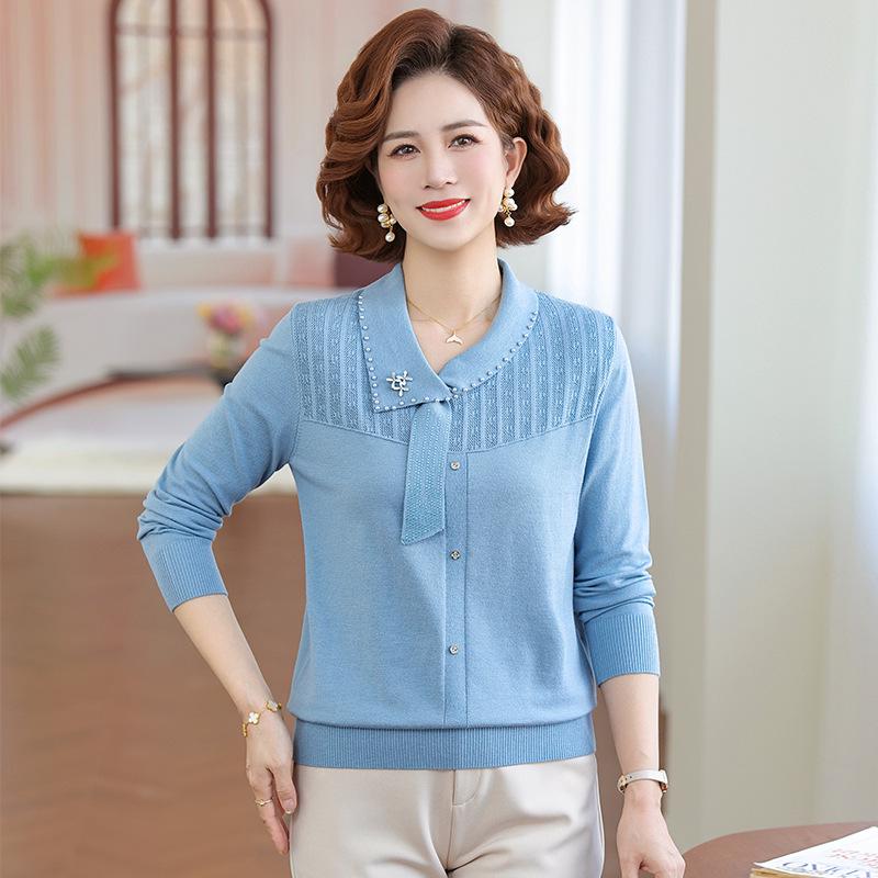 2026 Spring Knitwear Sweater: Stylish Base Layer for Middle-Aged & Elderly Women - Perfect for Spring & Autumn