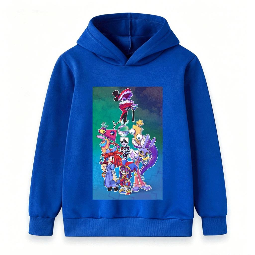 Kids Boys Girls The Amazing Digital Circus Print Hoodie Casual Long Sleeve Pullover Sweatshirt For Children Streetwear Tops