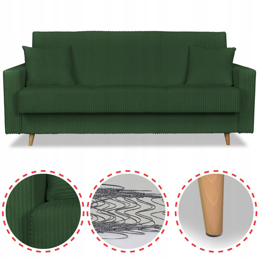 Sofa Bed Rene Sofa Bed with Storage Family Meble Corduroy Green