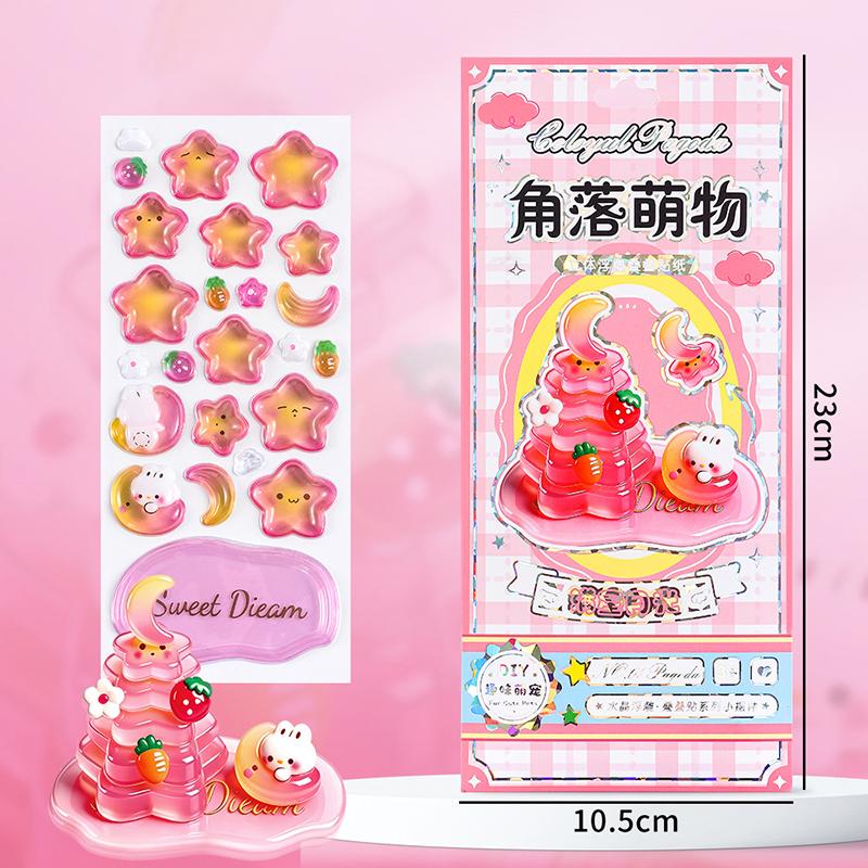 3D Relief Stickers Crystal Embossed Stickers Fun DIY Stackable Decorative Sticker 3D Puffy Stickers Mini Desktop Ornament Kit