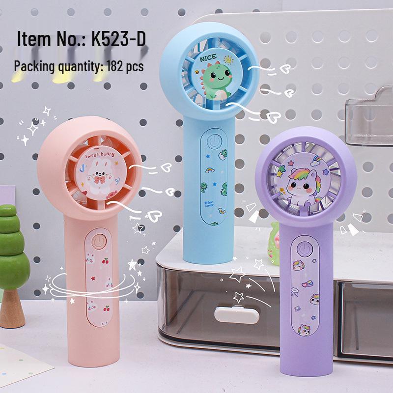 Cartoon Turbo Handheld Fan - USB Rechargeable, High Wind Power, Portable for Summer