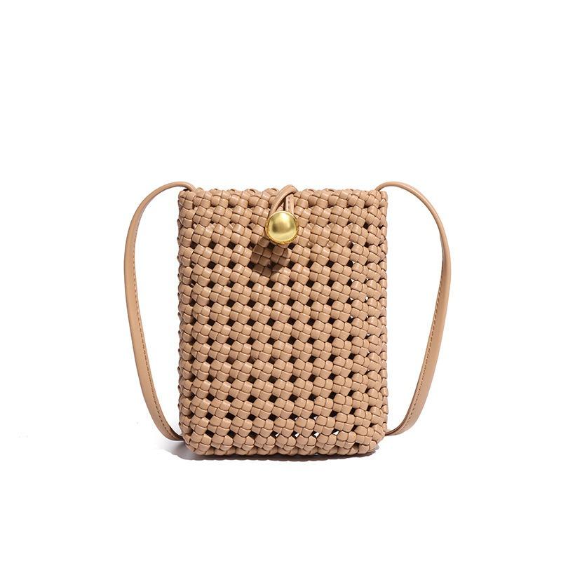 Leather woven bag, high-end hollow bag, mobile phone bag, one-shoulder crossbody bag