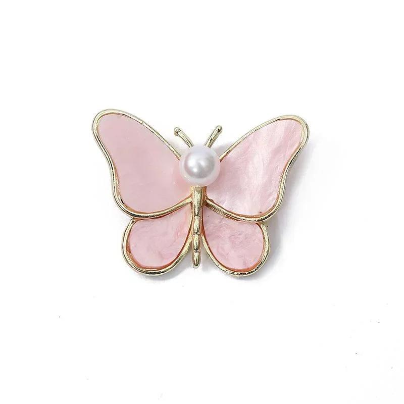 Women Fashion Creative Gifts Versatile Clothing Accessories Temperament White Butterfly Brooch Pearl Anti Glare Brooches Decor