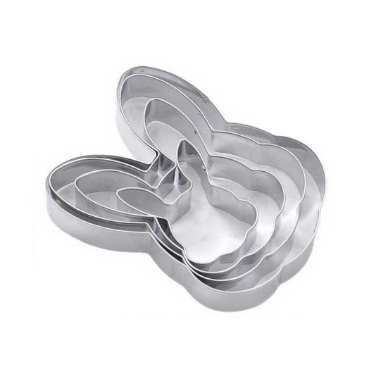 4Pcs/Set Cake Mold Rabbit Carrot Design Cookie Cutter Set Stainless Steel 430 Non-Stick Fondant Biscuit Mold