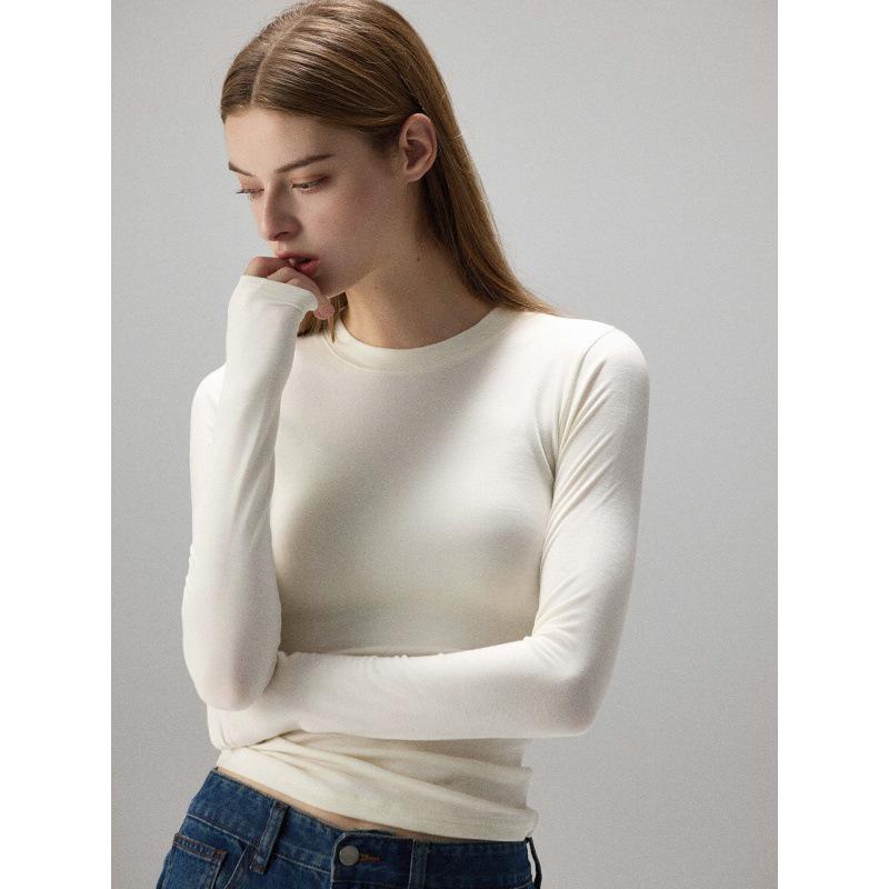 2025 Spring/Autumn Slim-fit Long-sleeve Elastic Base Layer T-shirt