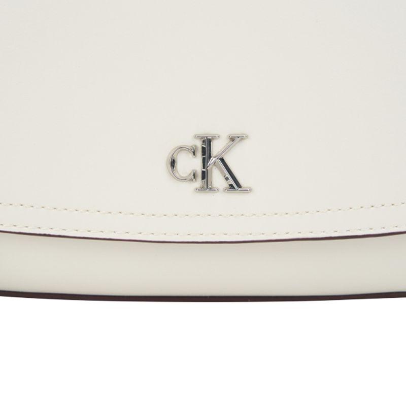 Calvin Klein Elegant Commuter Letter Shoulder Chain Mixed Material Tote Bag Small Women Handbags Lily-White 4F3282G-FUP