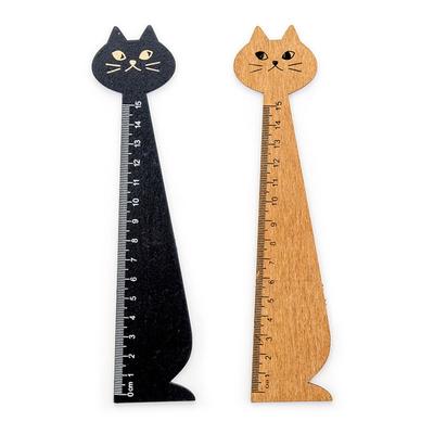 Cute Kitten Straight Ruler Wooden Scale Ruler Student Drafting Measuring Tools for Boy Girl DIY Scrapbooking Art Drawing