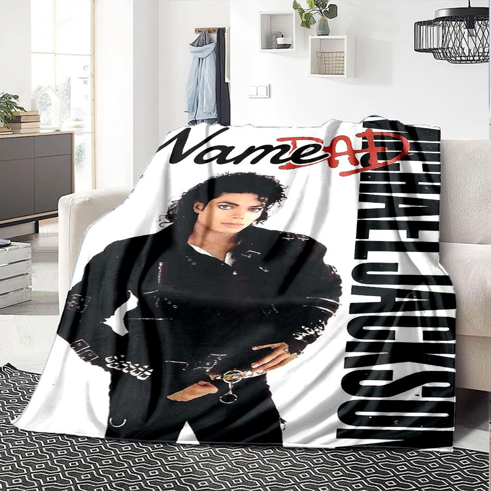 Custom Name Michael Jackson's Iconic Pose flannel Blanket for Super Soft Cute Comfort Blanket for Travel Bedding Couch Sofa Blanket