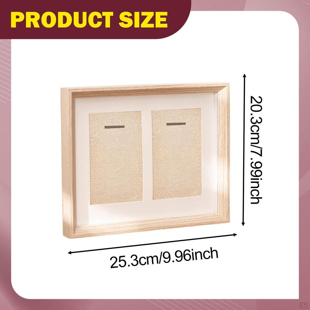 Double Medals Display Case Box Gifts Tabletop Decor Collectible Photo Frame Wood for Patches Runners