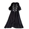 Slack style elegant lace-up round neck lantern sleeve dress women's summer loose belly cover and thin retro embroidery dress